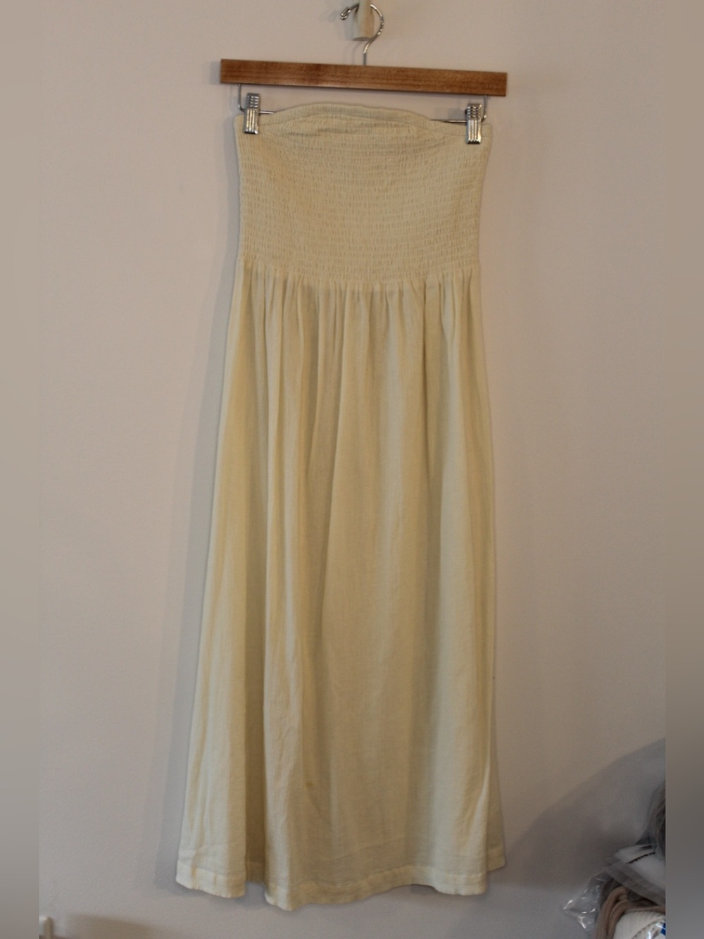 Haven WellWithin Cream Gauze Strapless Dress